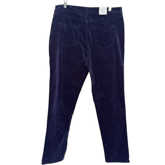 Croft & Barrow Womens 14L Straight Leg Corduroy Pants Navy Stretch Mid-Rise NWT - Picture 2 of 6